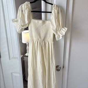Altar'd State Cream Puff Sleeve Maxi Dress